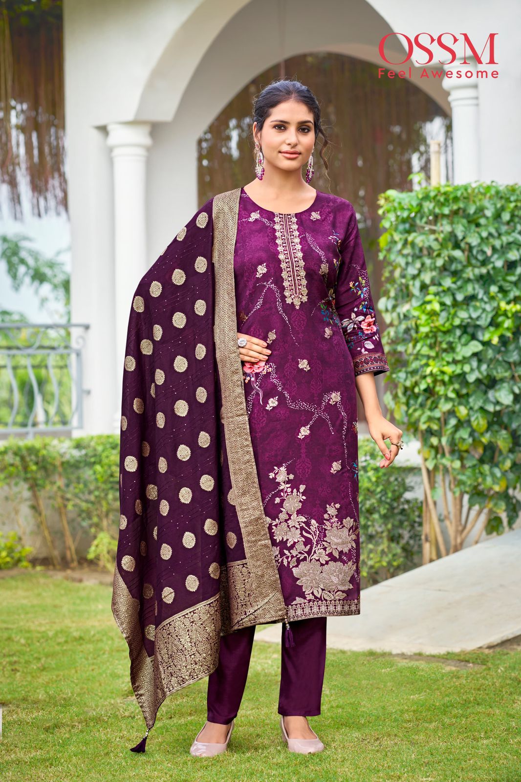 Mandira By Ossm Jacquard Digital Printed Kurti With Bottom Dupatta Wholesale Price In Surat
